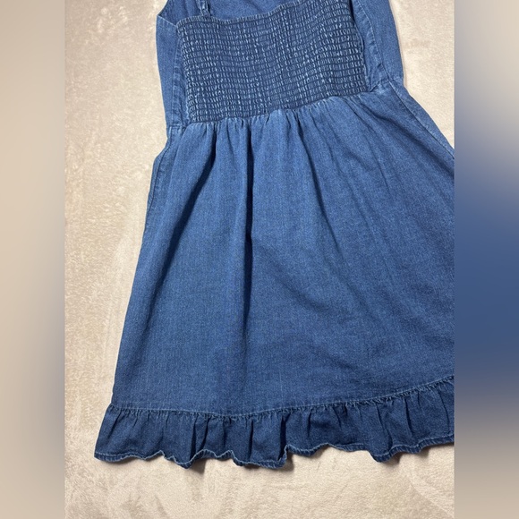 Old Navy Sleeveless Blue Jean Denim Mini Ruffle Hem 100% Cotton Dress Medium - Picture 14 of 16